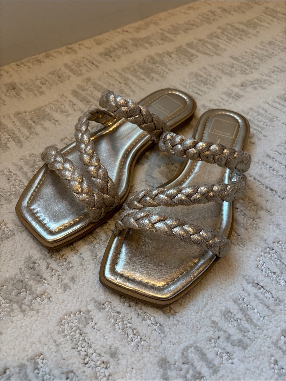 Dolce Vita Braided Gold Slide Sandals -m